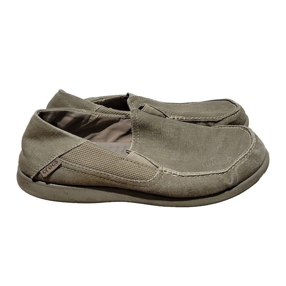 Crocs Santa Cruz Loafers 2 Luxe Slip On Shoes  Canvas Khaki 202056 Mens Size 9